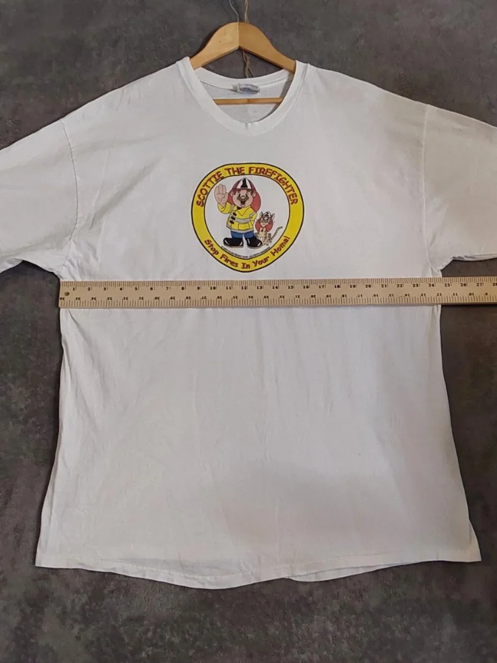 Hanes Heavyweight Scottie the Firefighter Graphic T-Shirt Adult 2XL White 100% C